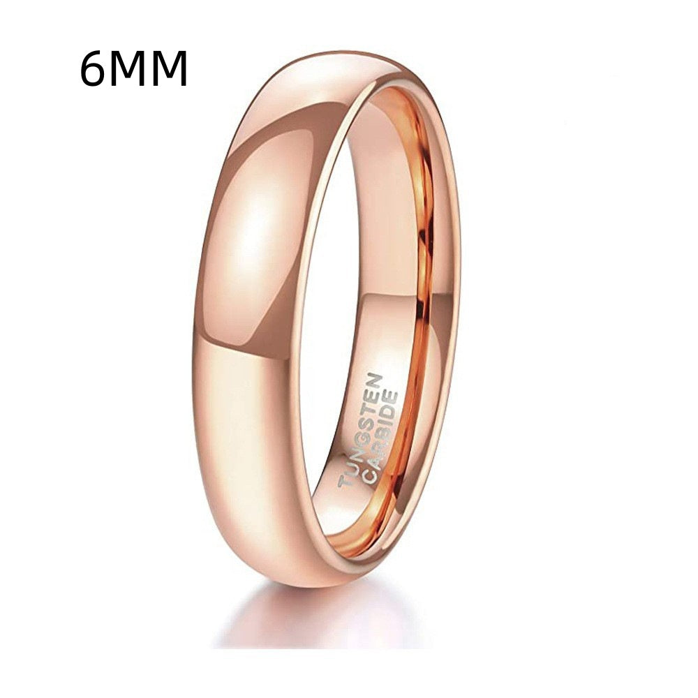 Bracelet et Bague Courbée en Acier Tungstène – Finition Brillante Or Rose, Design Simple et Élégant