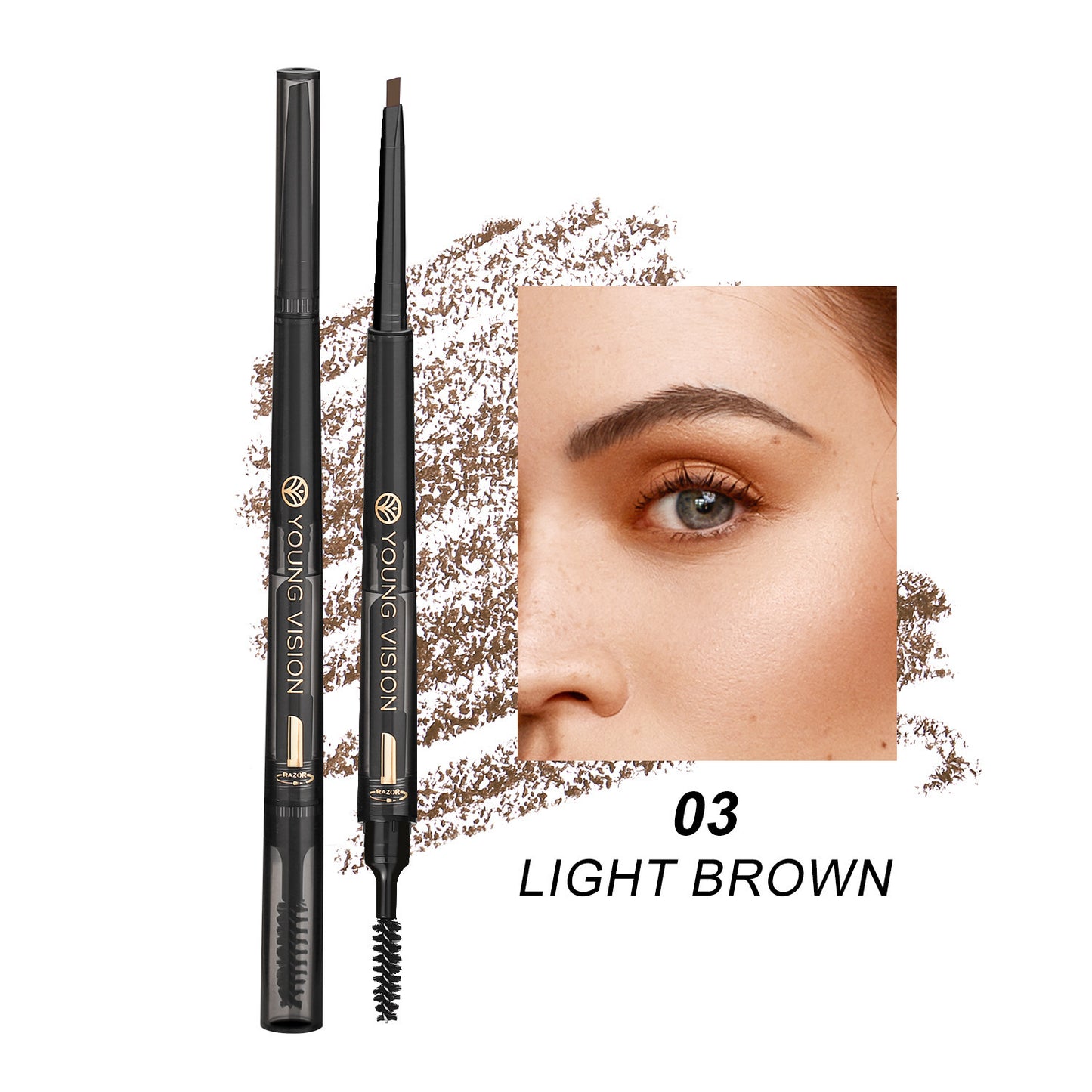 Crayon à Sourcils 3-en-1 Waterproof "Fog Sense" – Résistant à l’Eau & aux Bavures, Finition Naturelle