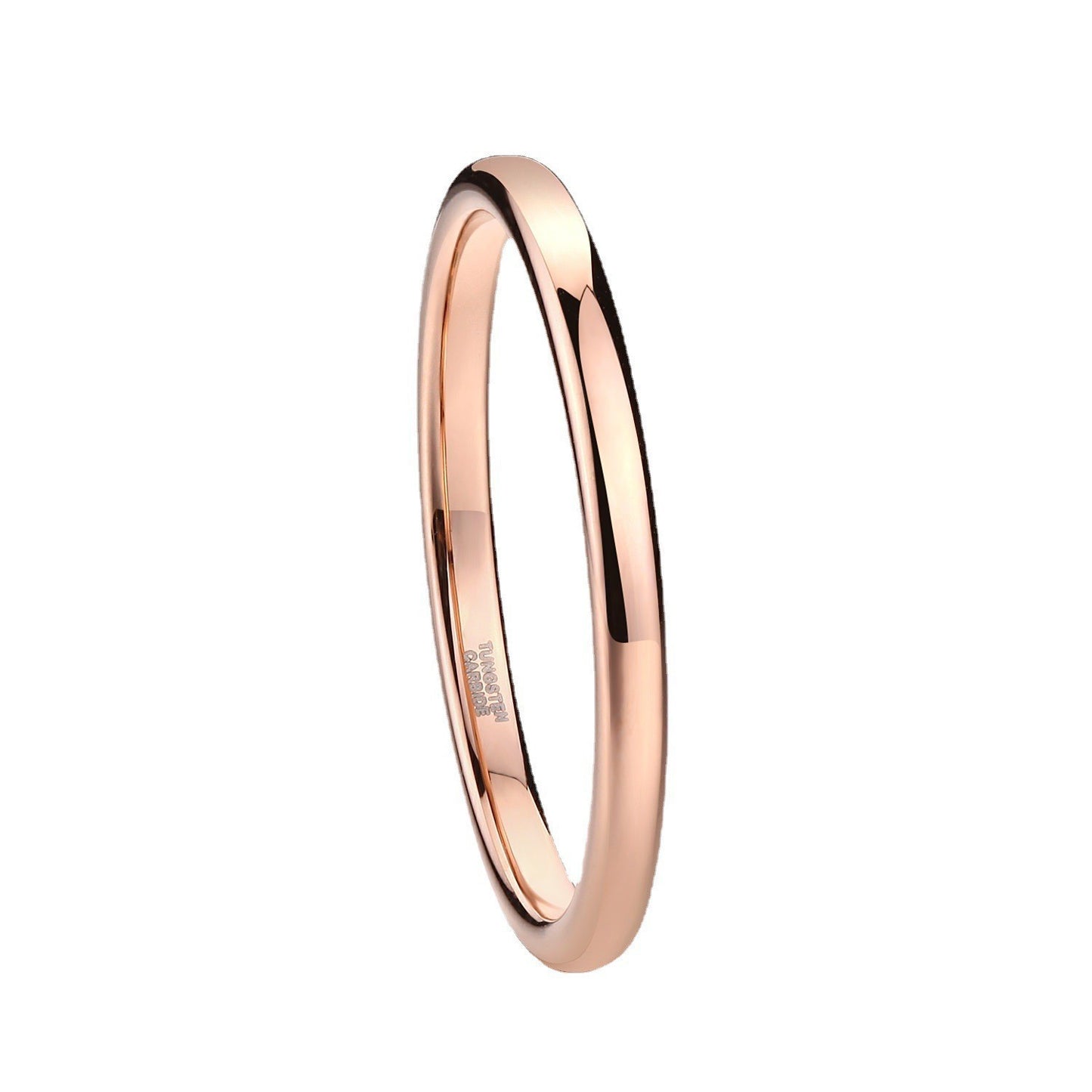 Bracelet et Bague Courbée en Acier Tungstène – Finition Brillante Or Rose, Design Simple et Élégant