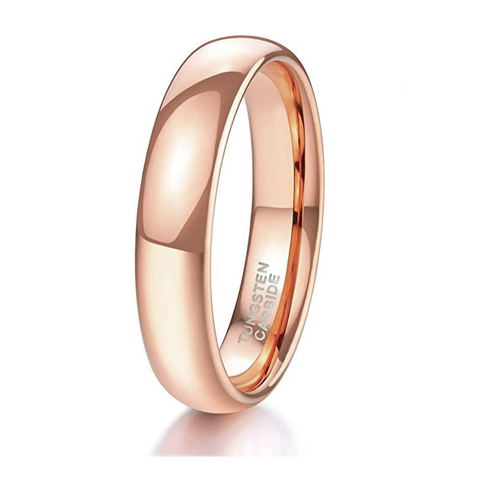 Bracelet et Bague Courbée en Acier Tungstène – Finition Brillante Or Rose, Design Simple et Élégant