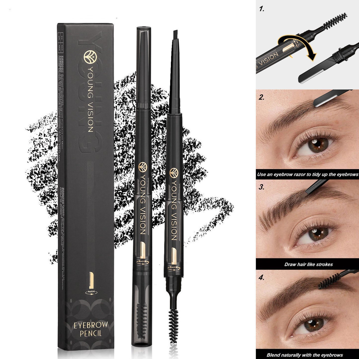 Crayon à Sourcils 3-en-1 Waterproof "Fog Sense" – Résistant à l’Eau & aux Bavures, Finition Naturelle