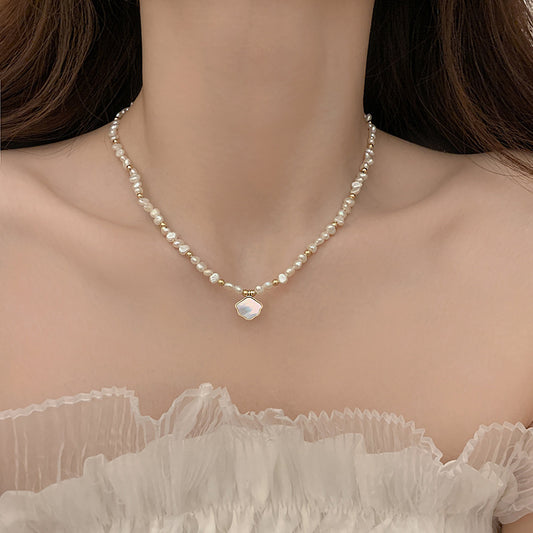 Parure Femme Perles & Coquillage – Collier + Bracelet Élégant, Style Naturel & Bohème, Cadeau Raffiné