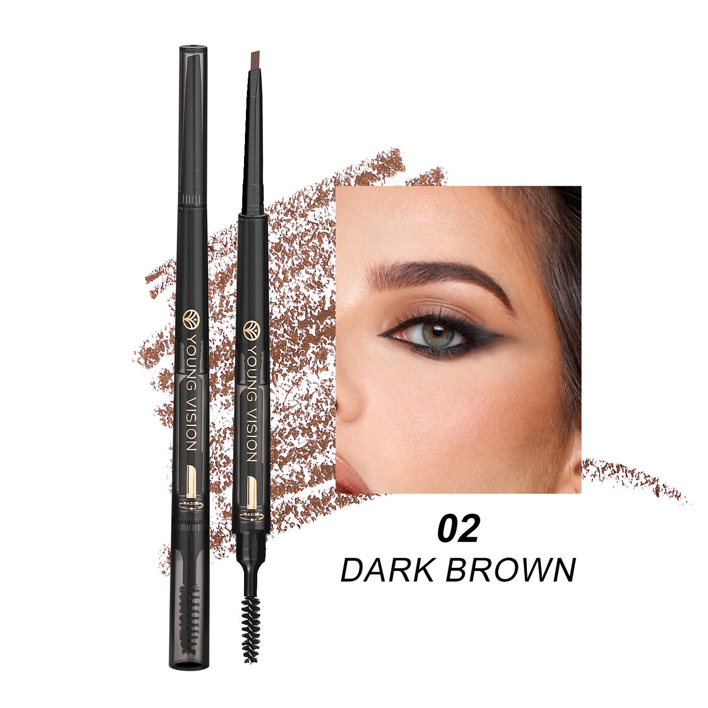 Crayon à Sourcils 3-en-1 Waterproof "Fog Sense" – Résistant à l’Eau & aux Bavures, Finition Naturelle